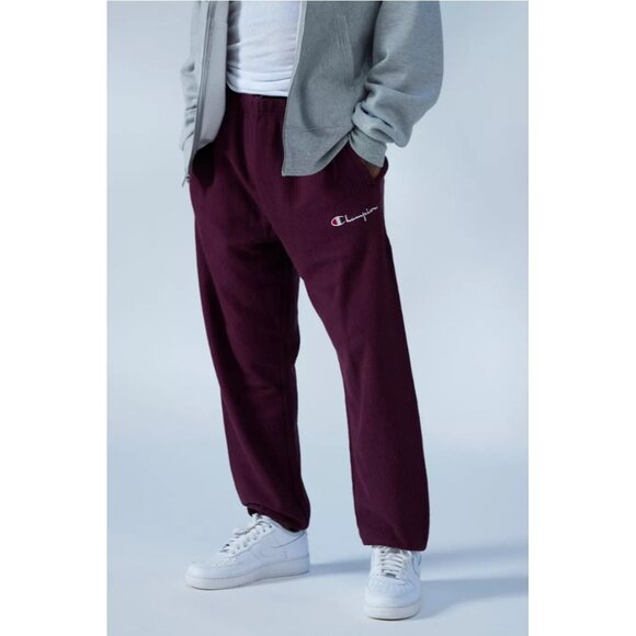 Champion UO Textured Rib Lounge Pant Cotton Joggers Sz Large Burgundy Mens - Picture 1 of 13